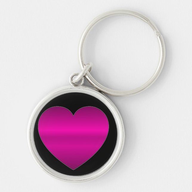 Shiny Pink Heart Key Ring (Front)