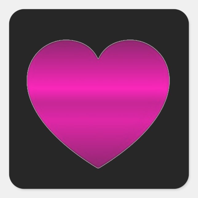 Shiny Pink Heart Square Sticker (Front)