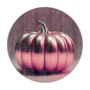 Shiny Pink Pumpkin Cutting Board