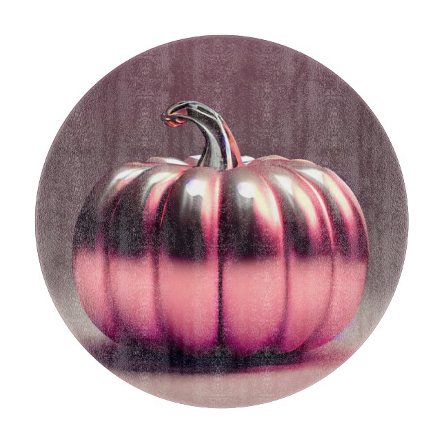 Shiny Pink Pumpkin Cutting Board (Front)