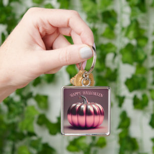 Shiny Pink Pumpkin Key Ring