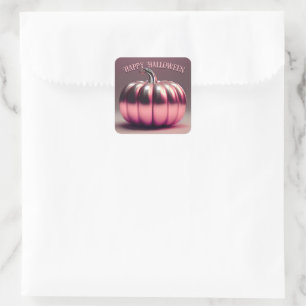 Shiny Pink Pumpkin Square Sticker