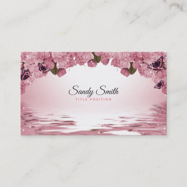 Shiny Pink Rose Business Card (Front)