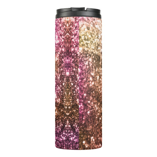 Shiny Pink  Thermal Tumbler (A full frame shot of glitter background with a gradient of colors.  )