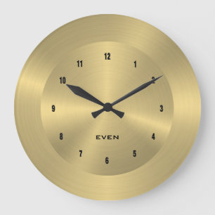 Shiny polished metallic gold background large clock