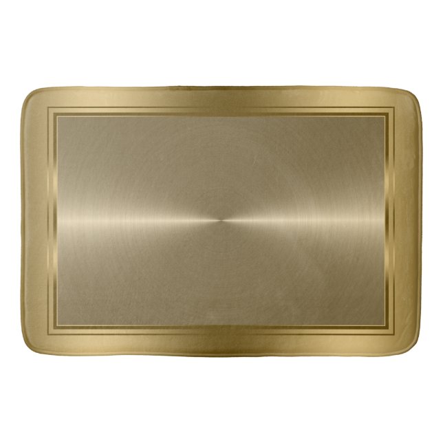 Shiny polished metallic gold background print bath mat (Front)