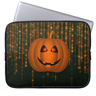 Shiny Pumpkin Bokeh String Lights Laptop Sleeve
