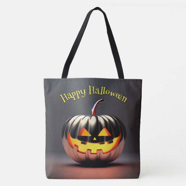 Shiny Pumpkin Halloween Tote Bag (Front)