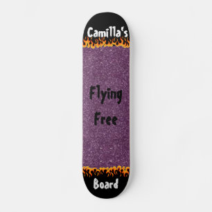 Shiny Purple Simulated Glitter Girly Skateboard