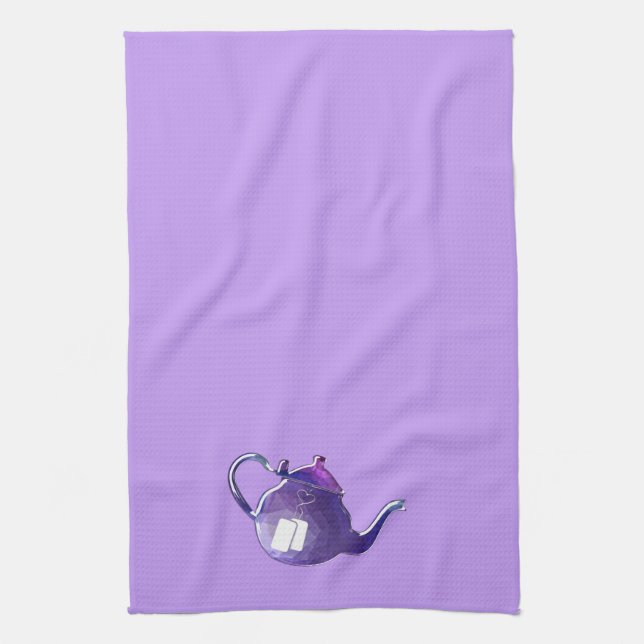 Shiny Purple Tea Pot ANY COLOR BACKGROUND Towel (Vertical)