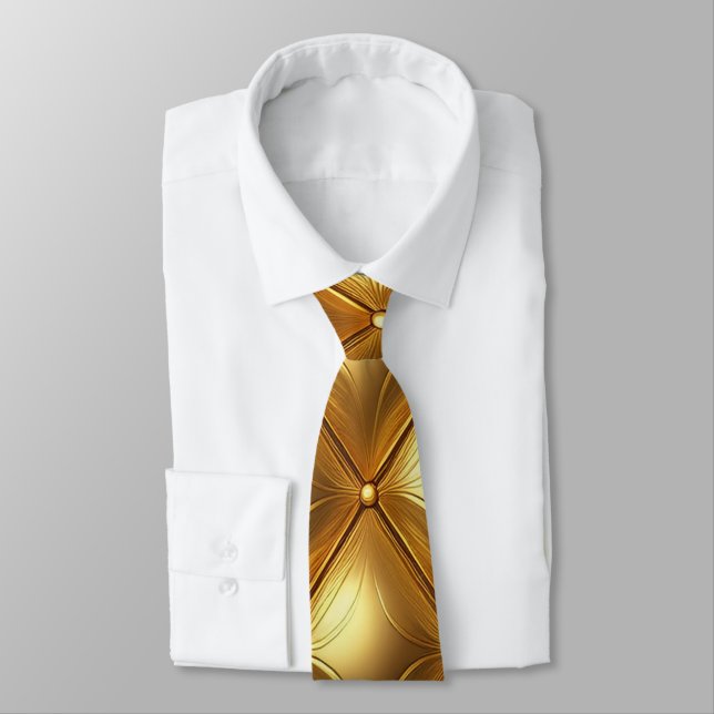 Shiny Quilted Gold  Tie (Tied)