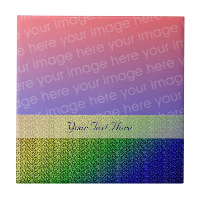 Shiny Rainbow Colour Stripes Your Photo Tile (Front)