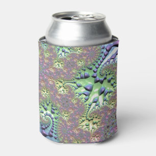 Shiny Rainbow Fractal Can Cooler