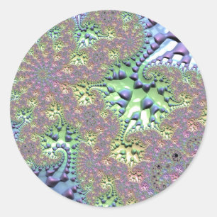 Shiny Rainbow Fractal Classic Round Sticker