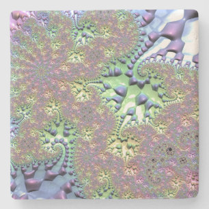 Shiny Rainbow Fractal Stone Coaster