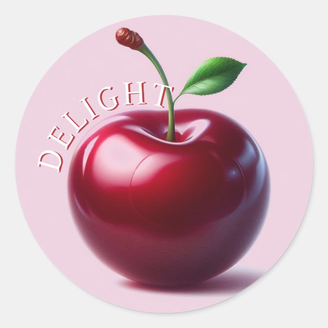 Shiny Red Cherry Delight  Classic Round Sticker (Front)