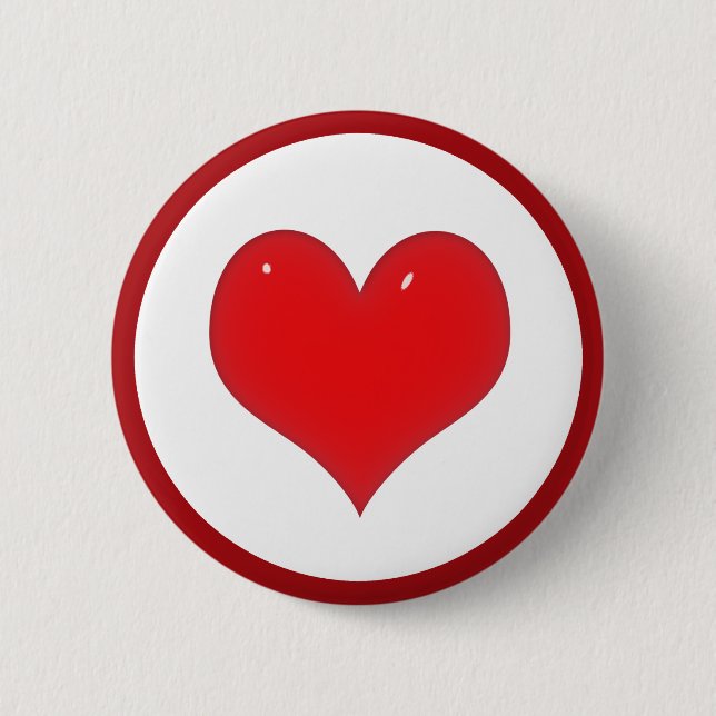 Shiny Red Heart (Add Your Text) 6 Cm Round Badge (Front)