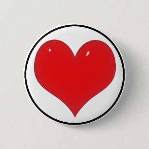 Shiny Red Heart (Add Your Text) 6 Cm Round Badge