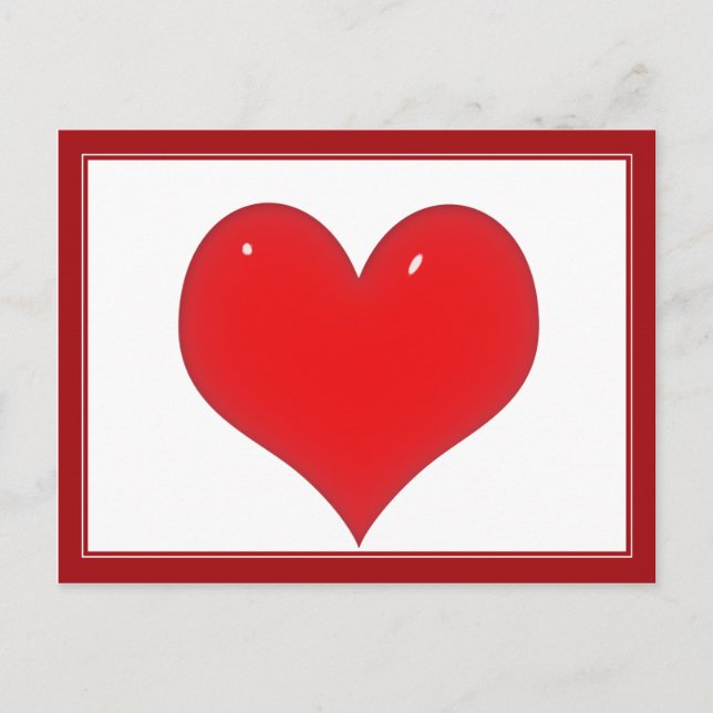 Shiny Red Heart Postcard (Front)
