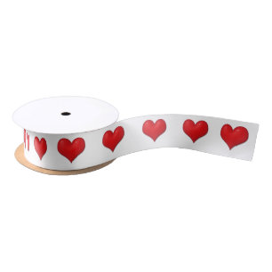 Shiny Red Heart Valentine's Day Satin Ribbon