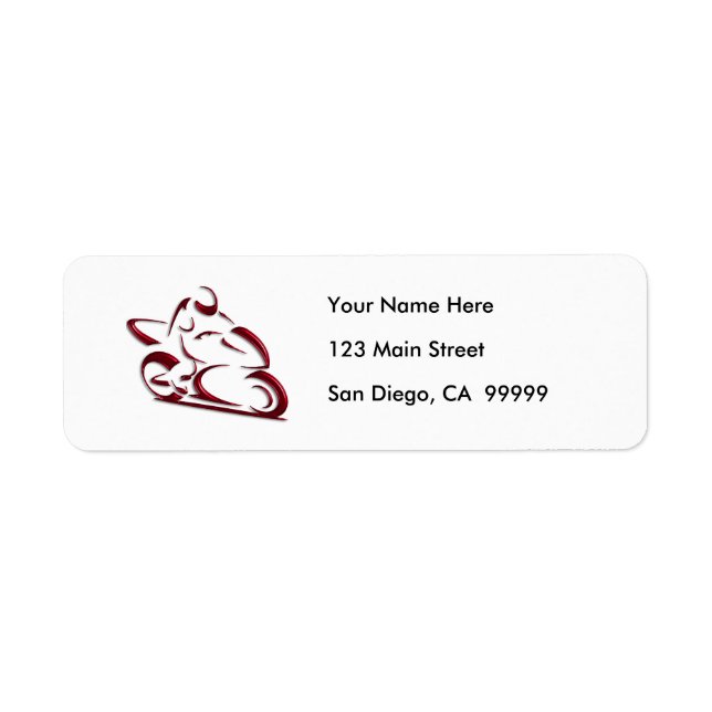 Shiny Red Metallic Motorcycle Racer Return Address Label (Front)