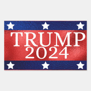 Shiny Red Patriotic Donald Trump 2024 Rectangular Sticker