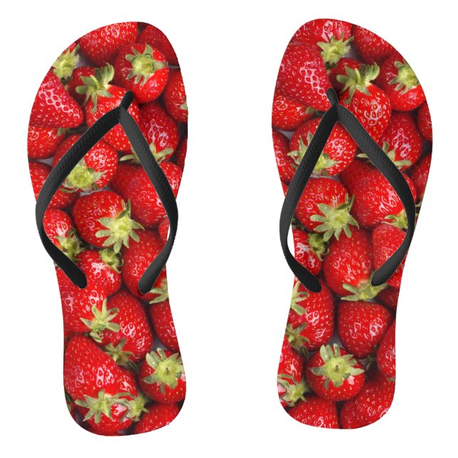 Shiny Red Strawberries Thongs (Footbed)