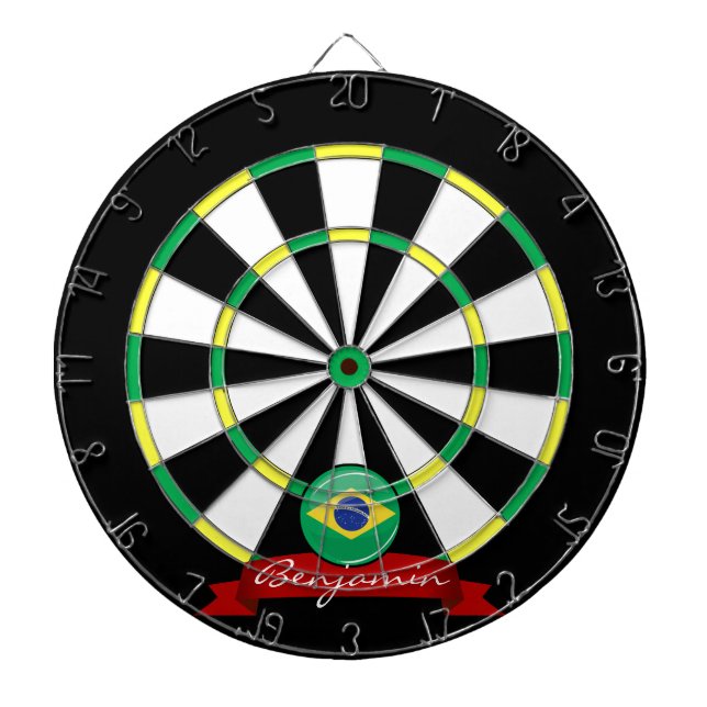 Shiny Round Brazilian Flag Dartboard (Front)