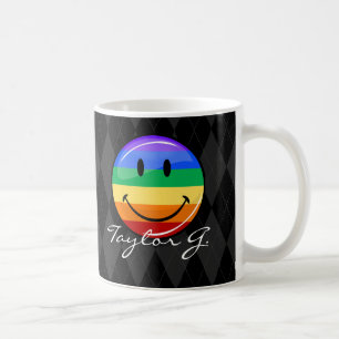 Shiny Round Happy Gay Pride Flag Coffee Mug
