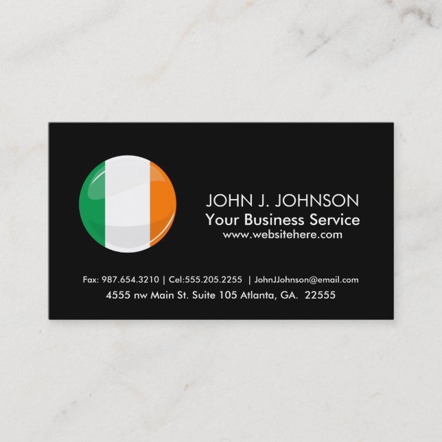 Shiny Round Irish Flag Business Card (Front)