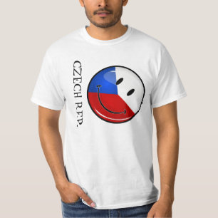 Shiny Round Smiling Czech Rep. Flag T-Shirt