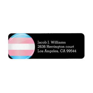 Shiny Round Transgender Pride Flag Return Address Label