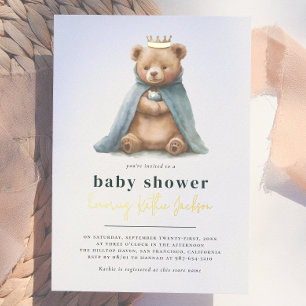 Shiny Royal Teddy Bear Prince Boy Baby Shower