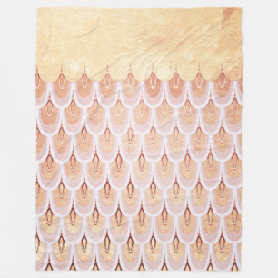 Shiny Salmon Pink Glitter Mermaid Fish Scales Fleece Blanket