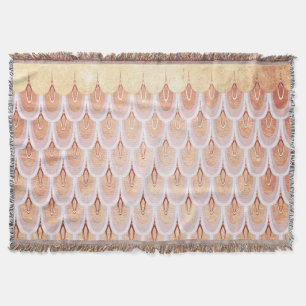 Shiny Salmon Pink Glitter Mermaid Fish Scales Throw Blanket