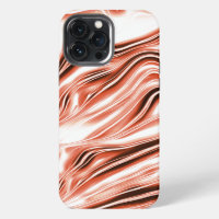 Shiny salmon to red long wavy traces on white fund