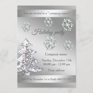 Shiny sequins snowflake corporate Christmas party Invitation