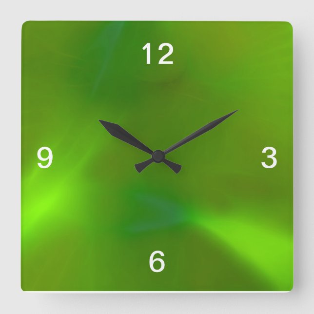 Shiny Shimmering Lime Green Square Wall Clock (Front)