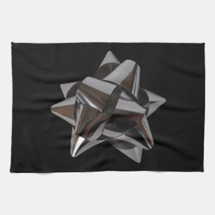 Shiny Silver Bow Tea Towel