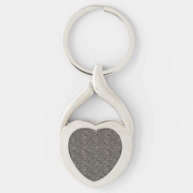 Shiny Silver Connected Ovals Celtic Pattern Key Ring (Front)