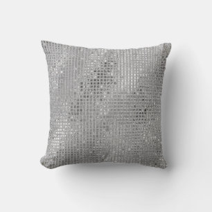 Shiny Silver Foil Squares Cushion