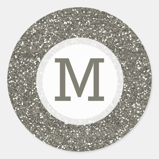 Shiny Silver Glitter Monogram Seal (Front)