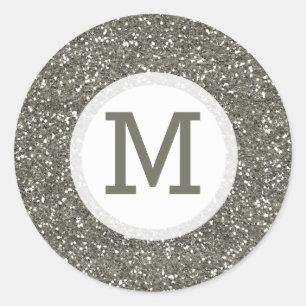 Shiny Silver Glitter Monogram Seal