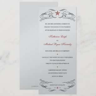 Shiny Silver Lone Star Wedding Invitations