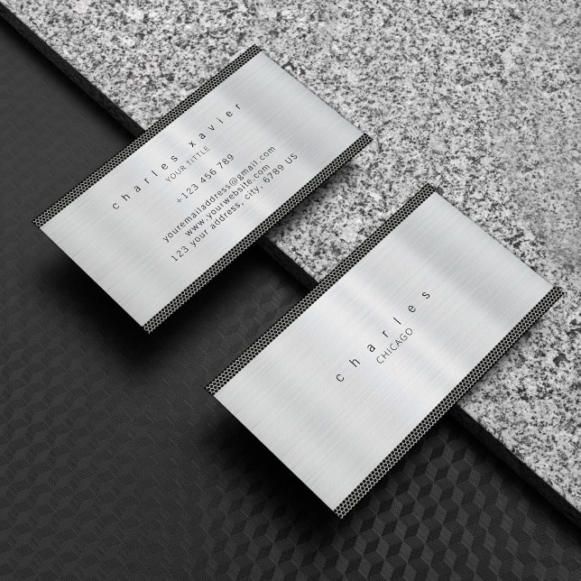 Shiny Silver Metal Brushed Stainless Texture Business Card (Creator Uploaded)