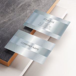 Shiny Silver Metal Modern Professional Monogram Business Card