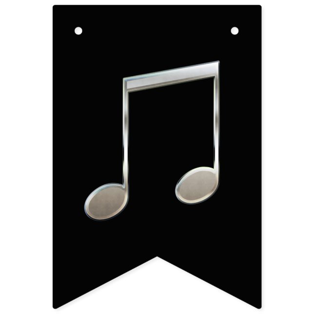 Shiny Silver Music Notation Beamed Whole Notes Bunting (First Flag)