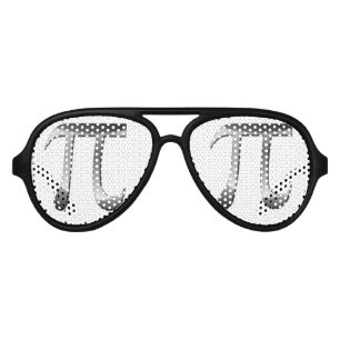 Shiny Silver Pi Symbol Aviator Sunglasses
