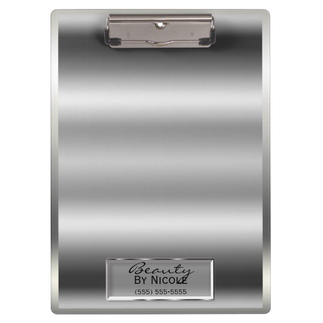 Shiny Silver Shine Elegant Chic Glam Personalised Clipboard (Front)