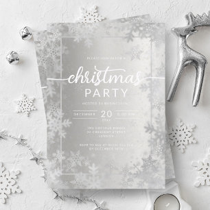 Shiny Silver Snowflakes Company Christmas Party Invitation